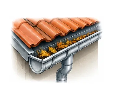 Dachrinnenreinigung mit Hubsteiger