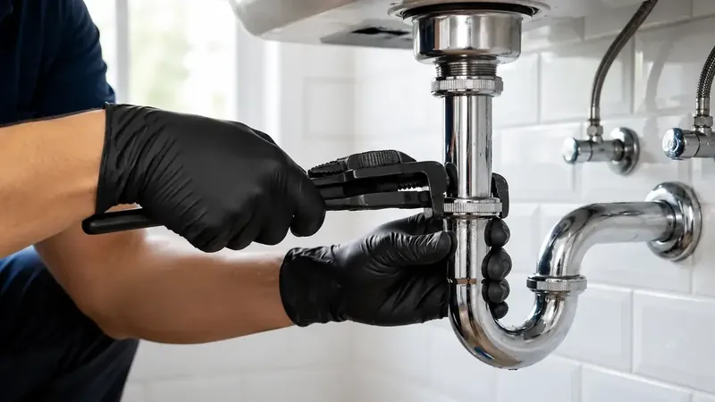 Rohrreinigung am Siphon eines Waschbeckens in Ulm